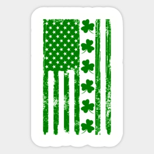 St Patricks Day Shamrock Irish American Flag Grunge Sticker